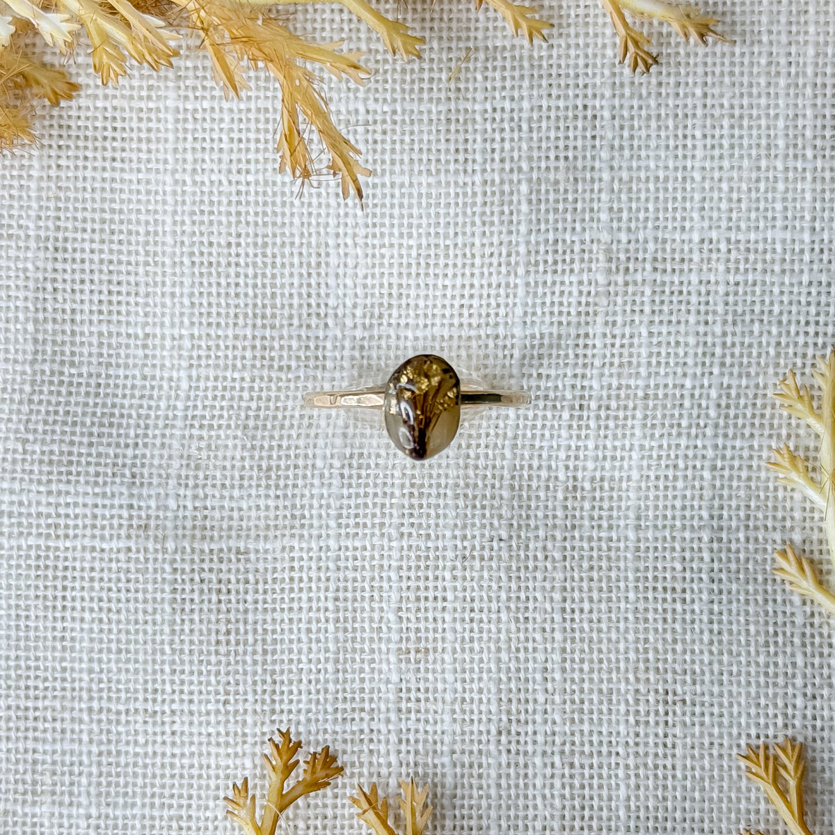 Milky Small Oval Ring