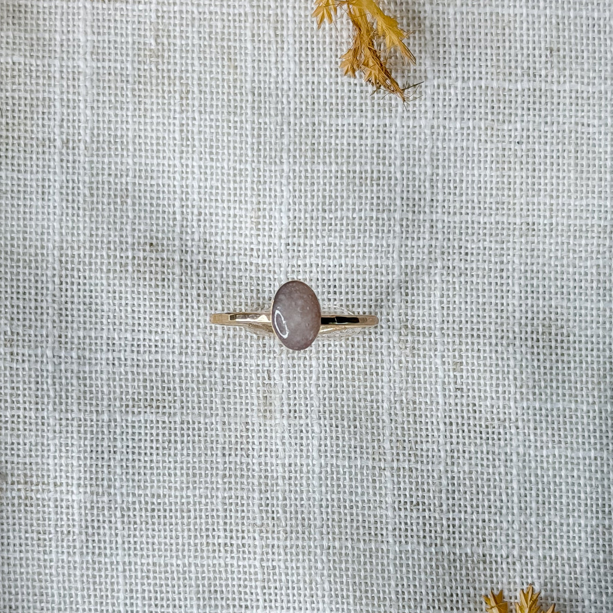 Milky Small Oval Ring