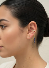 September: Dangling Sapphire Chain Earrings (Gold)