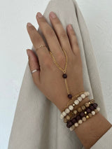 ✨  Hand Chain – Hecha a Mano en San Juan, PR | Acero Inoxidable Dorado | Cuarzo Cristal