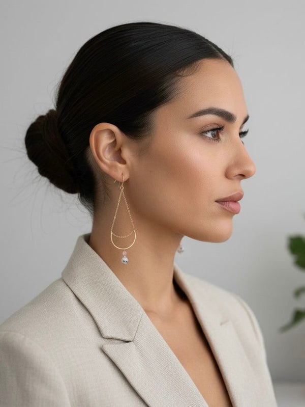 October : Luna Ópalo — Opal Moon Earrings (14k Gold-Filled)