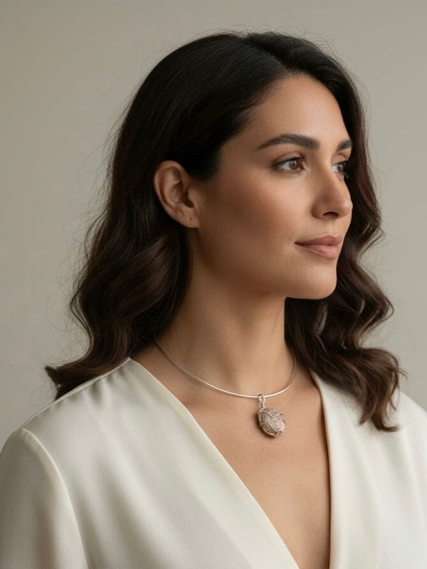 October: Pink Opal Necklace — Plata 925
