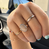 Milky Large Oval Ring