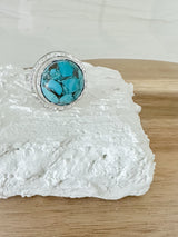 December-🌿 Turquoise Statement Ring – Sterling Silver (Size 10)