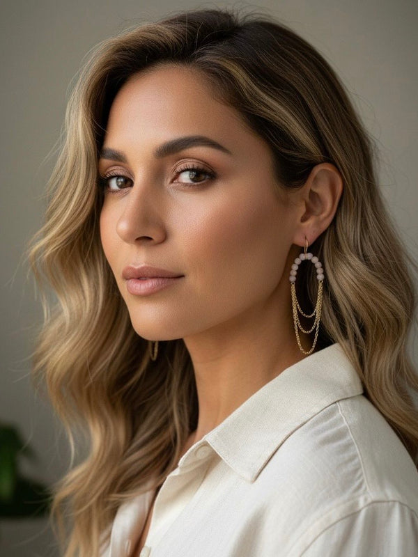 October : Cadenas Ópalo — Pink Opal Chain Earrings (14k Gold-Filled)