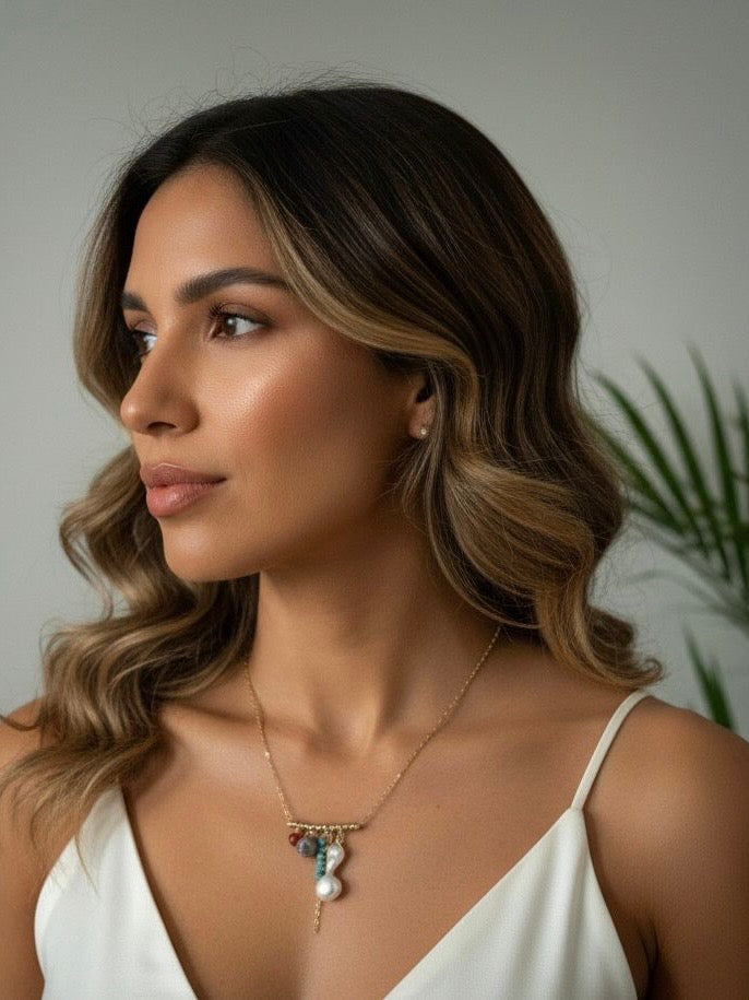 October: Gotas de Ópalo — Multi Opal Drop Necklace (14k Gold-Filled)