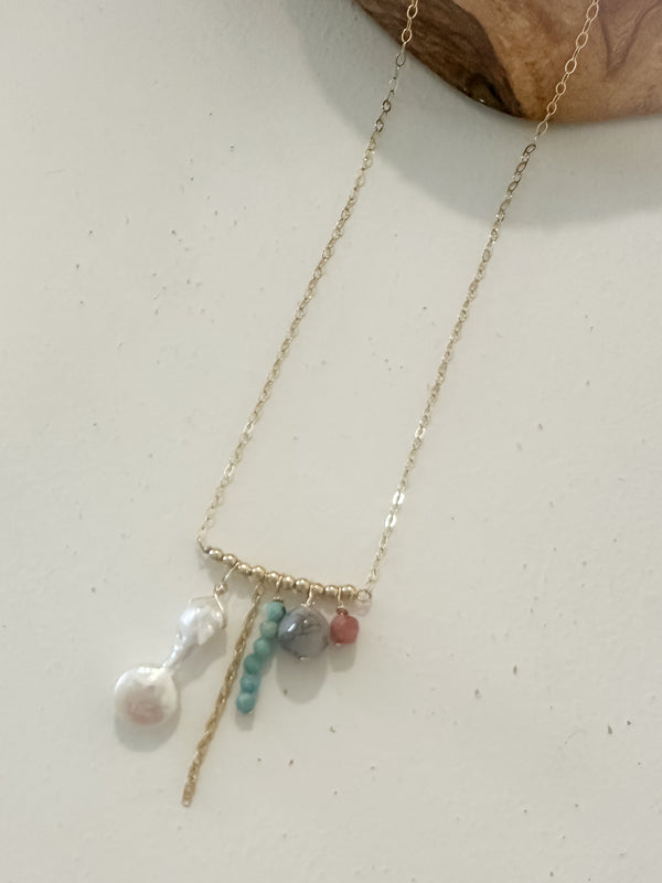 October: Gotas de Ópalo — Multi Opal Drop Necklace (14k Gold-Filled)