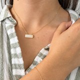 Milky Rectangle Neckalce