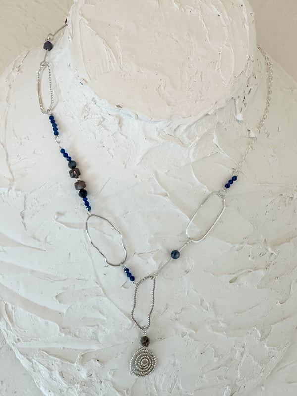 September Sapphire Asymmetric Necklace