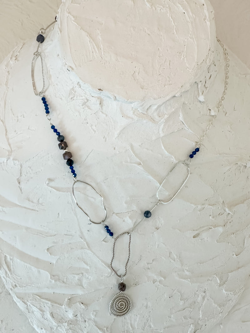 September Sapphire Asymmetric Necklace