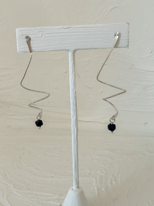 Silver Spiral Sapphire Earrings