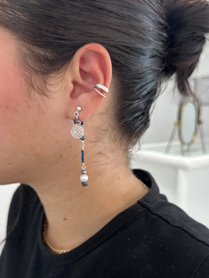 Silver Spiral Drop Earrings