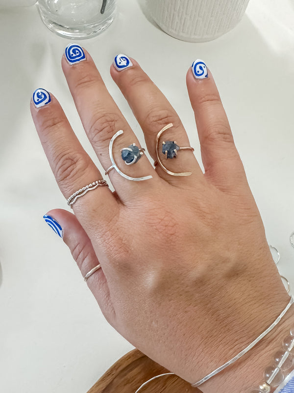 Sapphire & Crescent Ring