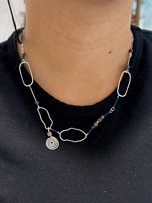 September Sapphire Asymmetric Necklace