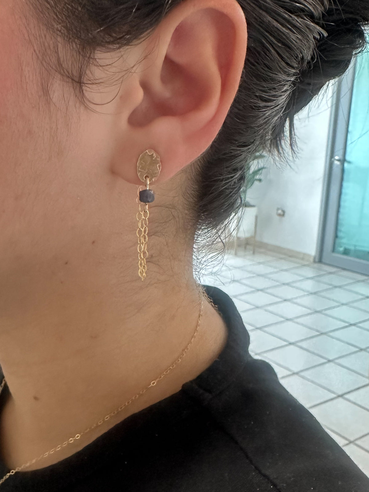September: Sapphire Thread Earrings
