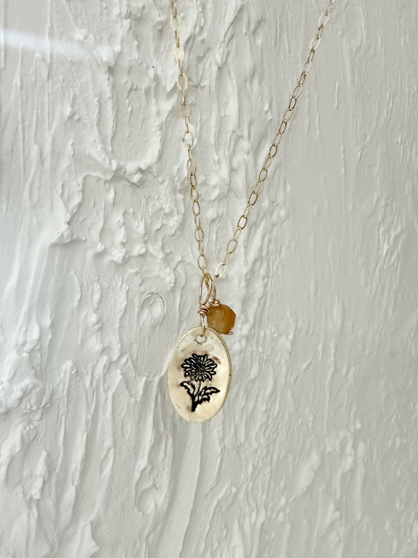 November-🌼 Chrysanthemum Medallion Necklace