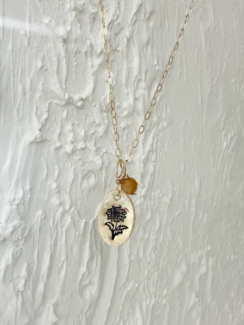 November-🌼 Chrysanthemum Medallion Necklace