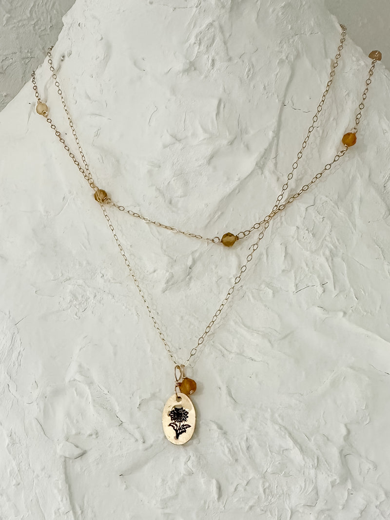 November-🌼 Chrysanthemum Medallion Necklace