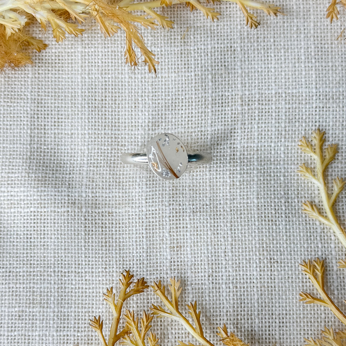 Milky Medium Oval Ring