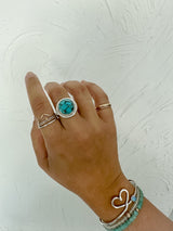 December-🌿 Turquoise Statement Ring – Sterling Silver (Size 10)