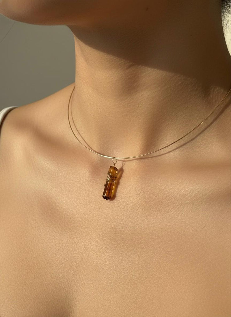 November-🔶 Citrine Pendant Choker