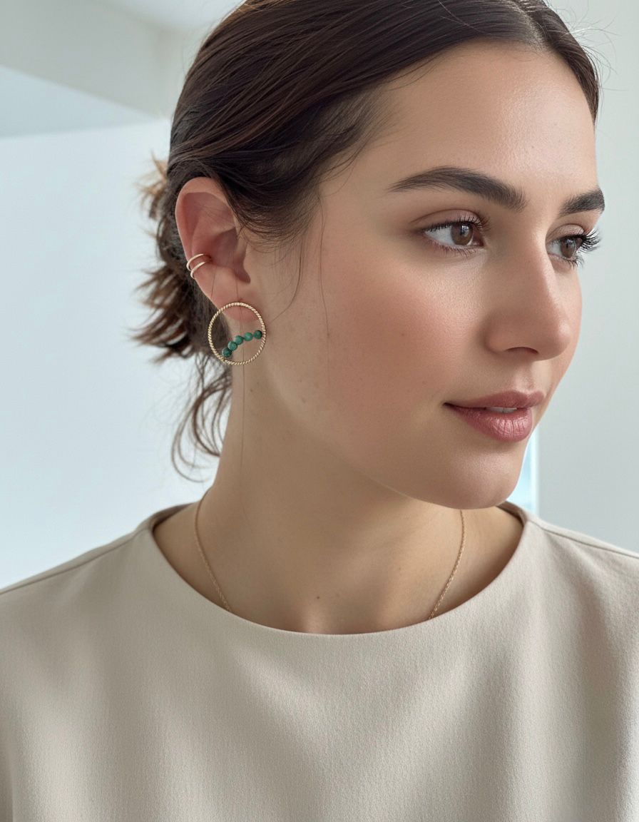 December-🌿 Gold Filled Turquoise Circle Earrings