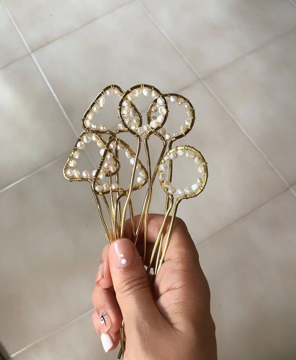 Pearl & Brass Hair Stick