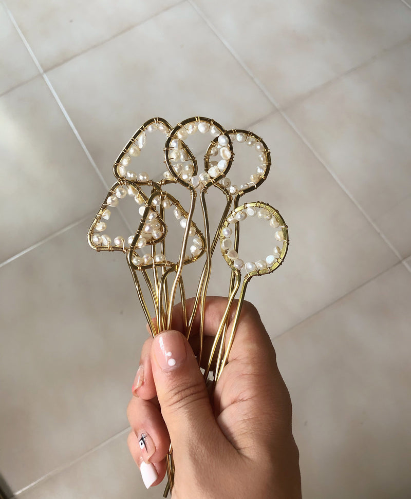 Pearl & Brass Hair Stick