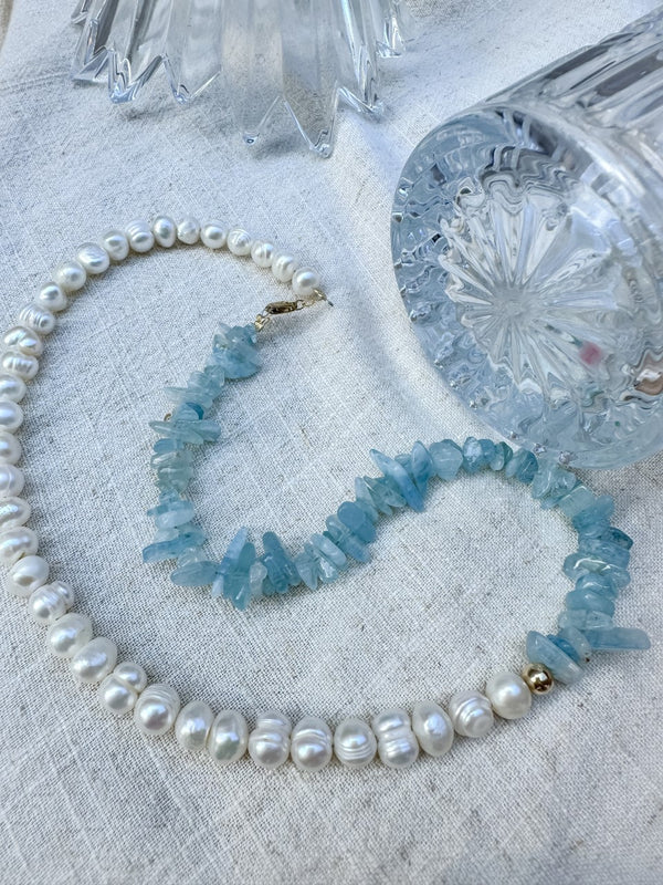 Aquamarine + Pearls Necklace