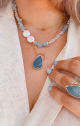 Aquamarine + Pearls + Quartz Necklace